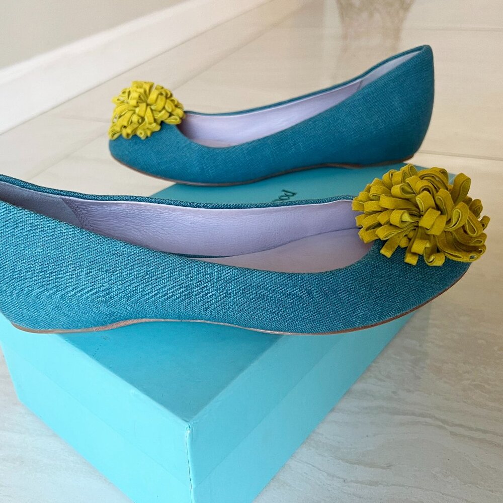 NWT Vivienne Westwood Anglomania adelee petrol denim ballet flats size 6.5, 36.5